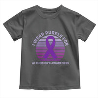 I Wear Purple For Alzheimers Toddler T Shirt Vintage Sunset Purple Ribbon Graphic