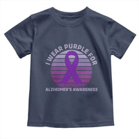 I Wear Purple For Alzheimers Toddler T Shirt Vintage Sunset Purple Ribbon Graphic