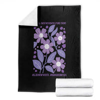 Alzheimers Purple Floral Retro Graphic Throw Blanket I Will Remember For You