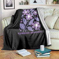 Alzheimers Purple Floral Retro Graphic Throw Blanket I Will Remember For You