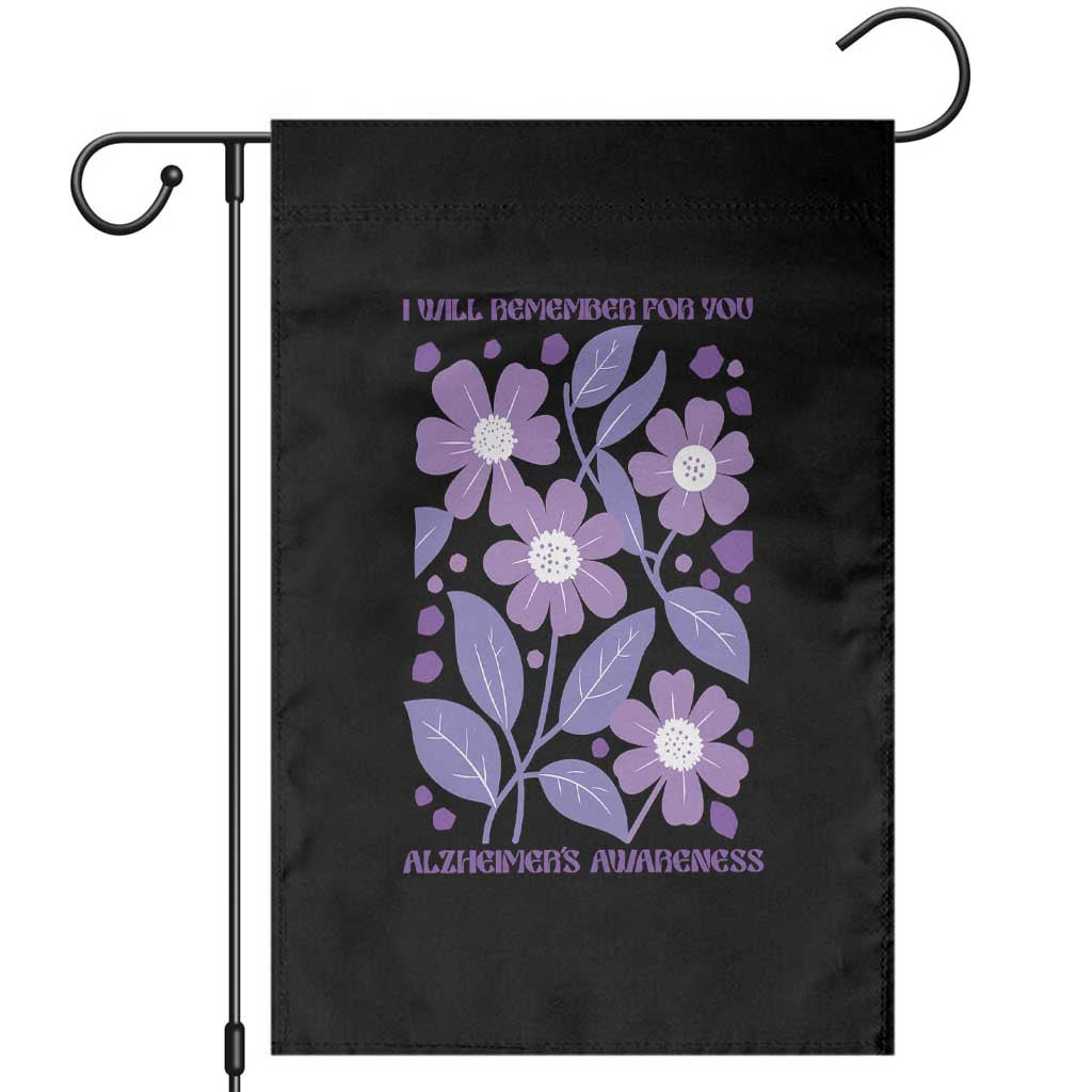 Alzheimers Purple Floral Retro Graphic Garden Flag I Will Remember For You