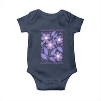 Alzheimers Purple Floral Retro Graphic Baby Onesie I Will Remember For You
