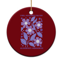 Alzheimers Purple Floral Retro Graphic Ceramic Ornament I Will Remember For You