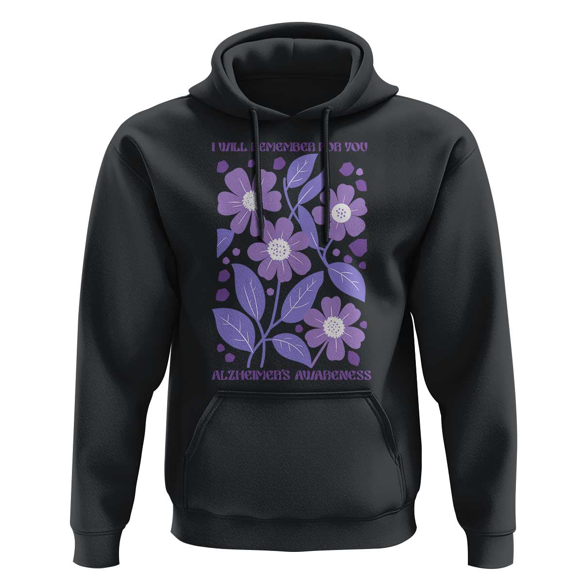Alzheimers Purple Floral Retro Graphic Hoodie I Will Remember For You