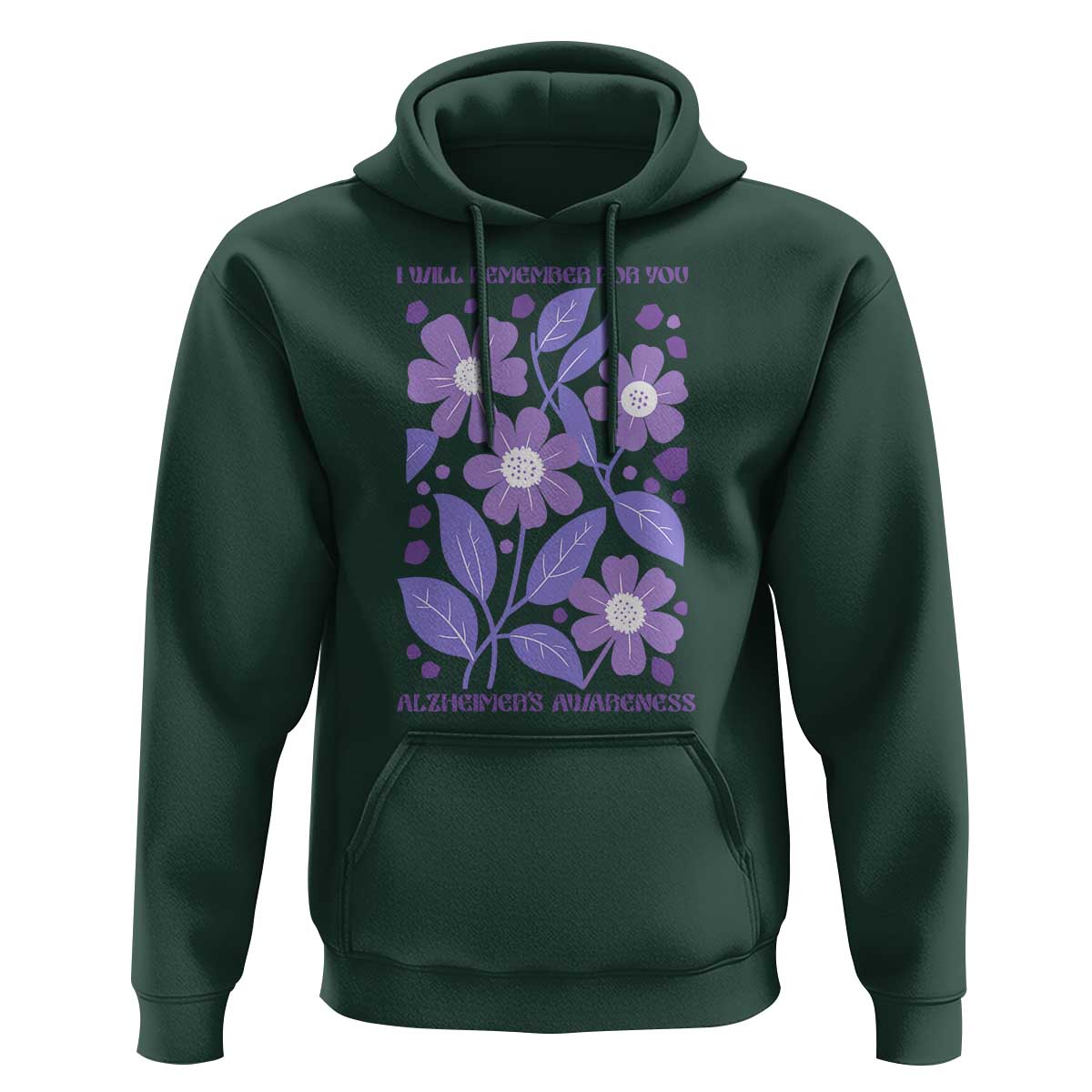Alzheimers Purple Floral Retro Graphic Hoodie I Will Remember For You