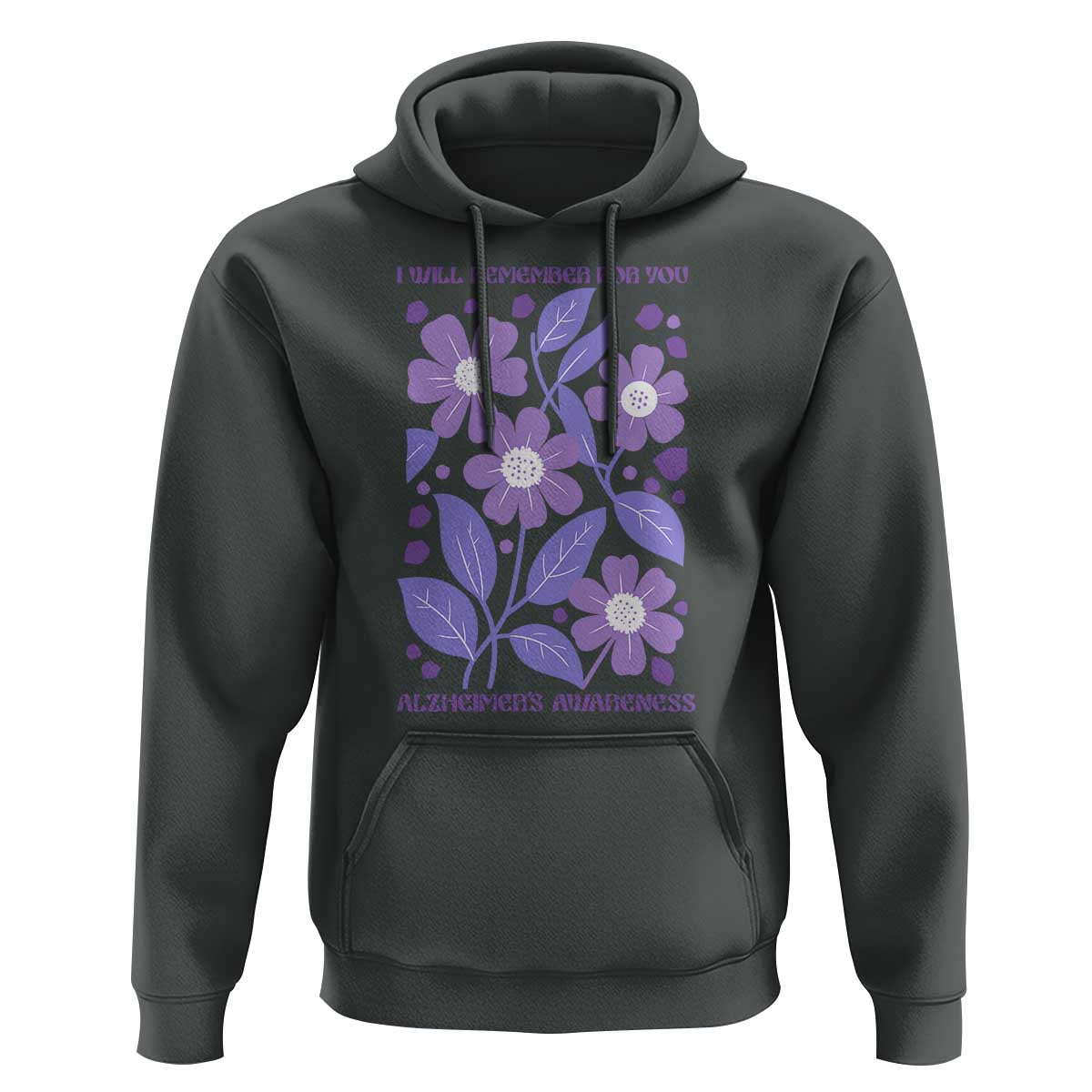 Alzheimers Purple Floral Retro Graphic Hoodie I Will Remember For You