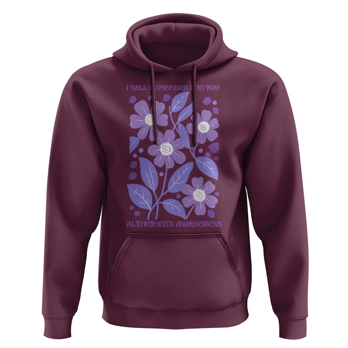 Alzheimers Purple Floral Retro Graphic Hoodie I Will Remember For You