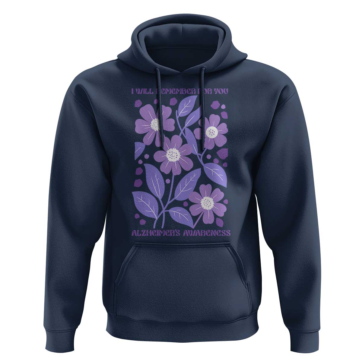 Alzheimers Purple Floral Retro Graphic Hoodie I Will Remember For You