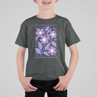 Alzheimers Purple Floral Retro Graphic T Shirt For Kid I Will Remember For You