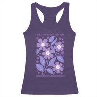 Alzheimers Purple Floral Retro Graphic Racerback Tank Top I Will Remember For You