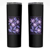 Alzheimers Purple Floral Retro Graphic Skinny Tumbler I Will Remember For You