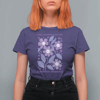 Alzheimers Purple Floral Retro Graphic T Shirt For Women I Will Remember For You