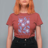 Alzheimers Purple Floral Retro Graphic T Shirt For Women I Will Remember For You