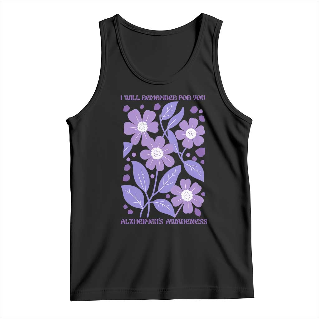 Alzheimers Purple Floral Retro Graphic Tank Top I Will Remember For You