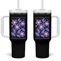 Alzheimers Purple Floral Retro Graphic Tumbler With Handle I Will Remember For You