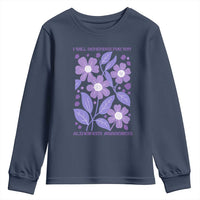 Alzheimers Purple Floral Retro Graphic Youth Sweatshirt I Will Remember For You