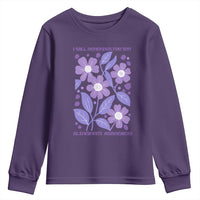 Alzheimers Purple Floral Retro Graphic Youth Sweatshirt I Will Remember For You