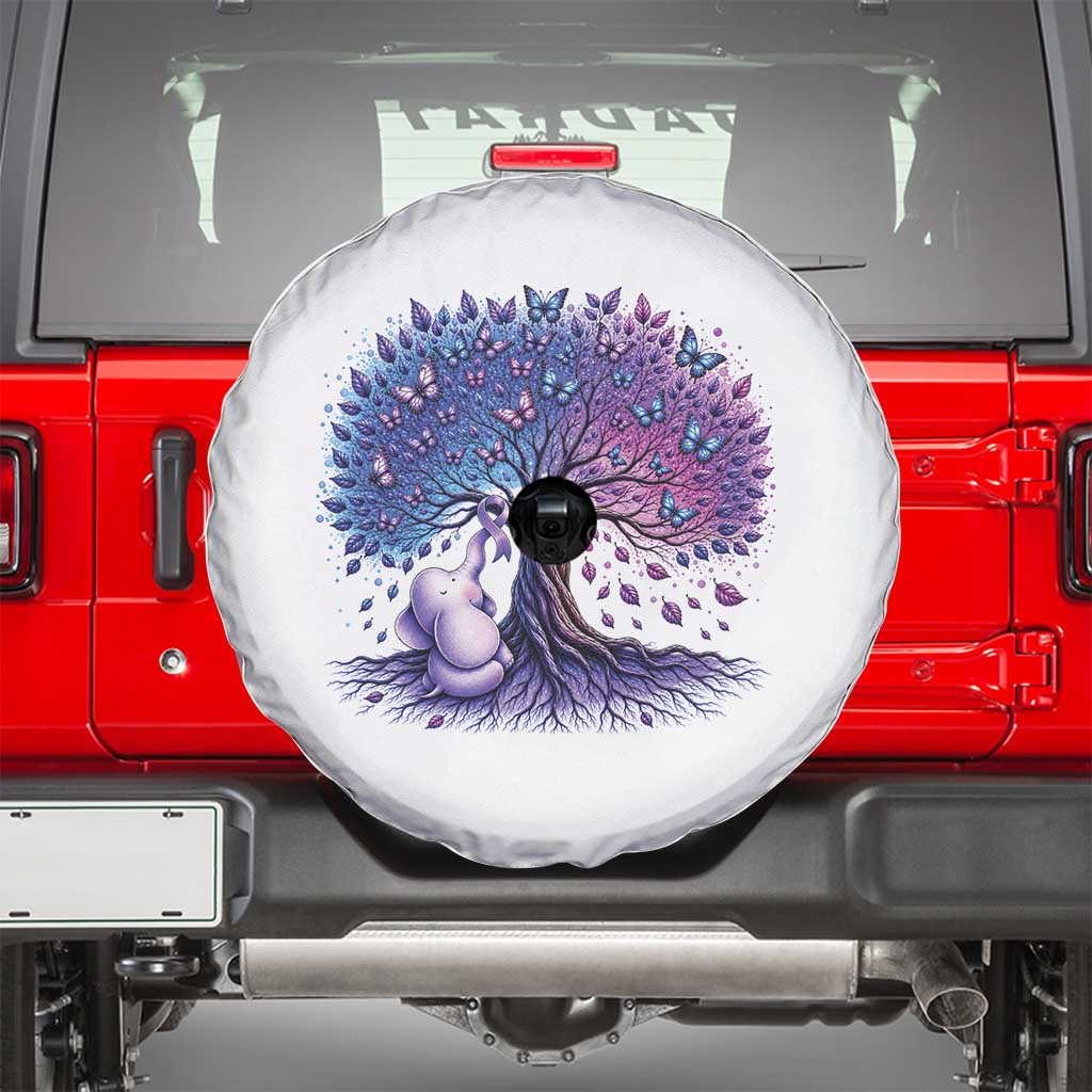 Purple Elephant Butterfly Ribbon Spare Tire Cover Tree Of Life Alzheimers Support