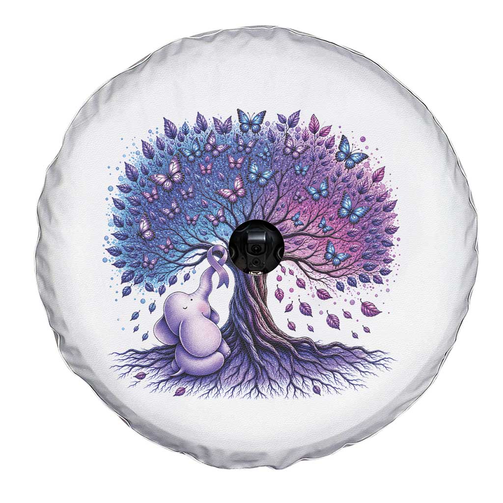 Purple Elephant Butterfly Ribbon Spare Tire Cover Tree Of Life Alzheimers Support