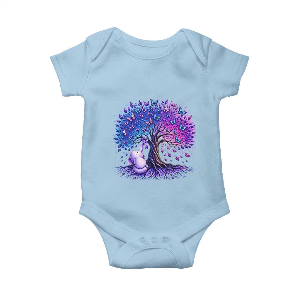 Purple Elephant Butterfly Ribbon Baby Onesie Tree Of Life Alzheimers Support