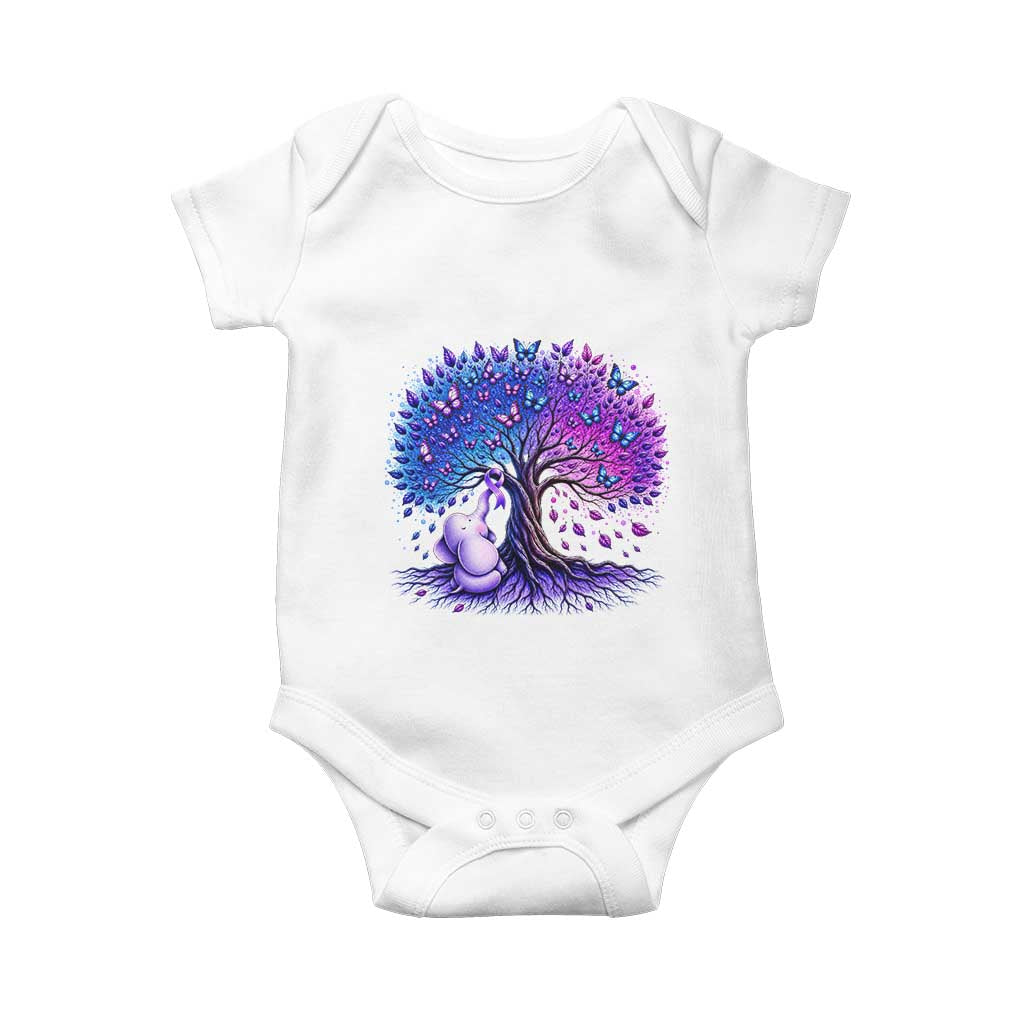 Purple Elephant Butterfly Ribbon Baby Onesie Tree Of Life Alzheimers Support