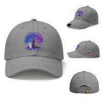 Purple Elephant Butterfly Ribbon Baseball Cap Tree Of Life Alzheimers Support