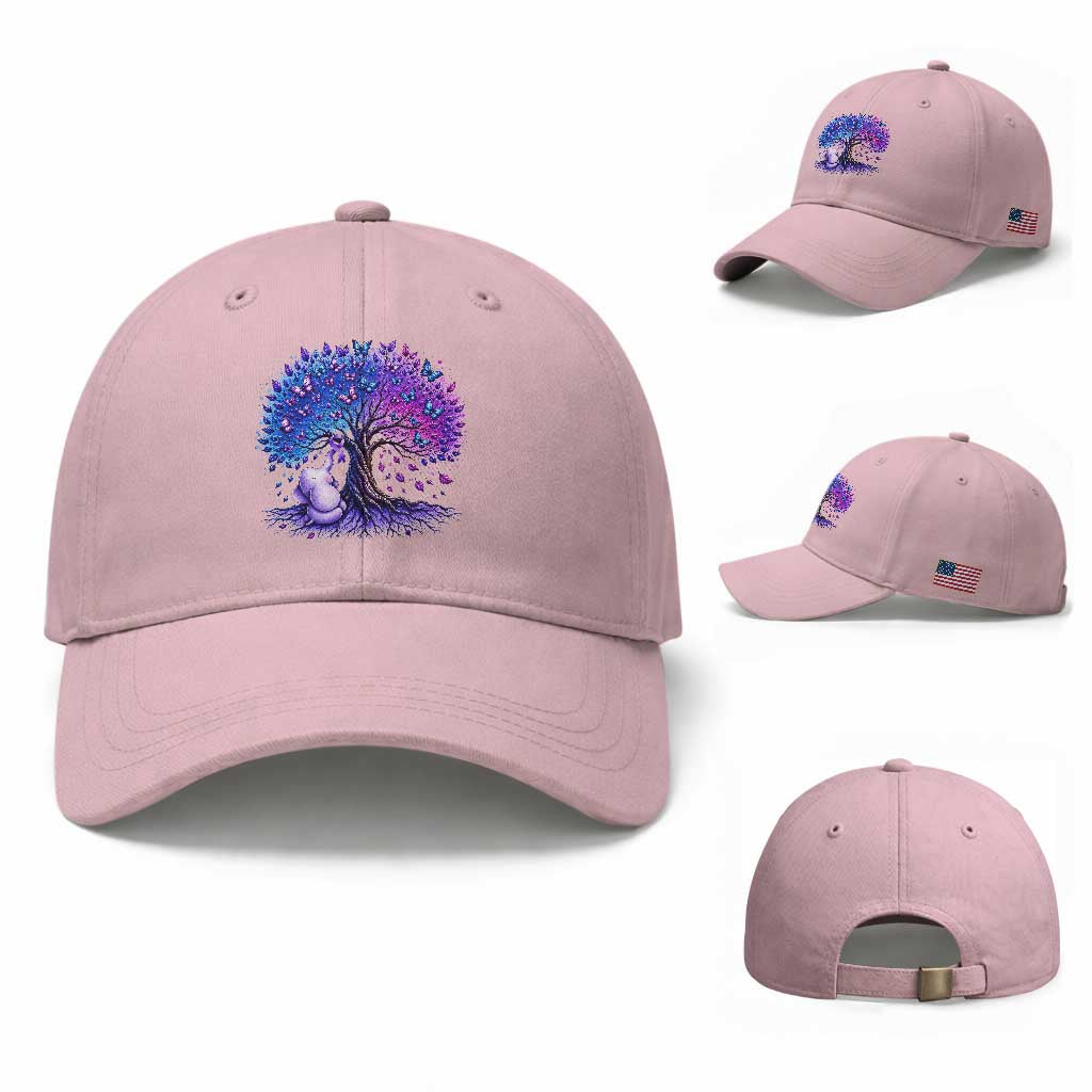 Purple Elephant Butterfly Ribbon Baseball Cap Tree Of Life Alzheimers Support