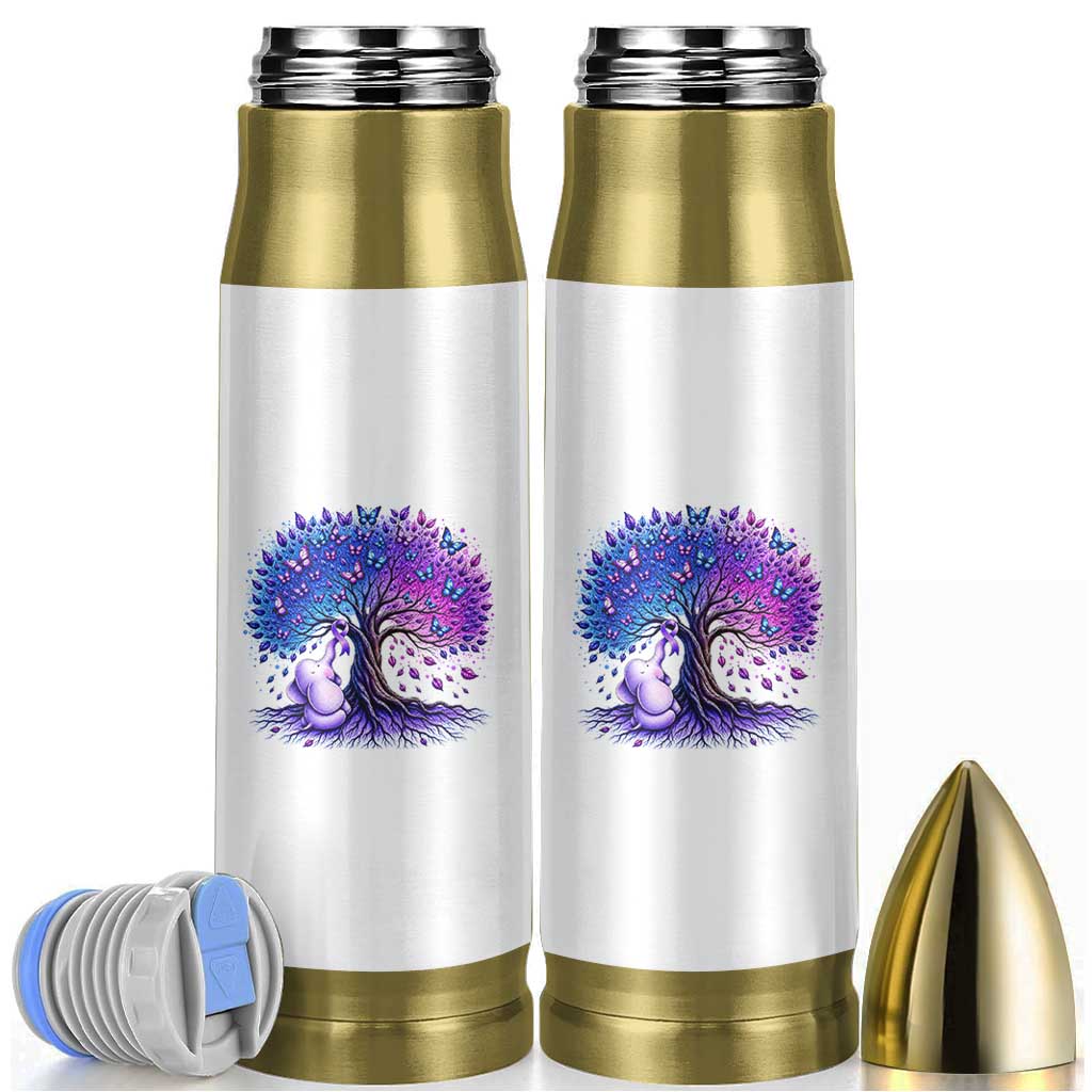 Purple Elephant Butterfly Ribbon Bullet Tumbler Tree Of Life Alzheimers Support