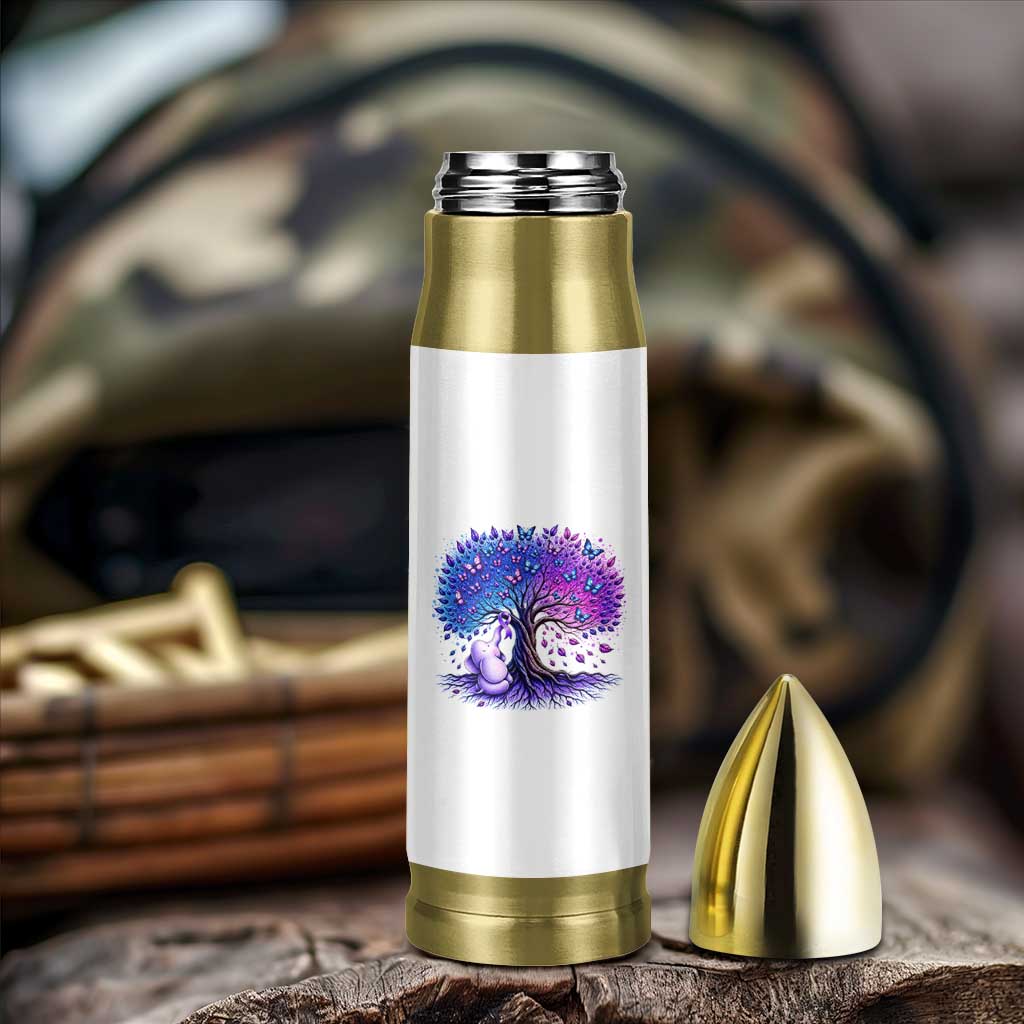 Purple Elephant Butterfly Ribbon Bullet Tumbler Tree Of Life Alzheimers Support