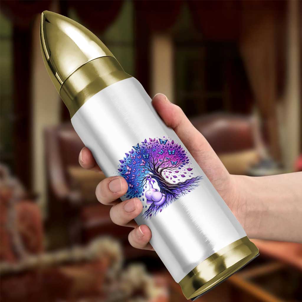 Purple Elephant Butterfly Ribbon Bullet Tumbler Tree Of Life Alzheimers Support