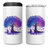 Purple Elephant Butterfly Ribbon 4 in 1 Can Cooler Tumbler Tree Of Life Alzheimers Support