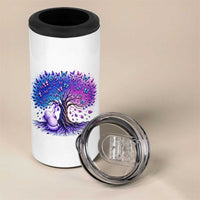 Purple Elephant Butterfly Ribbon 4 in 1 Can Cooler Tumbler Tree Of Life Alzheimers Support