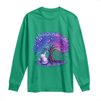 Purple Elephant Butterfly Ribbon Long Sleeve Shirt Tree Of Life Alzheimers Support