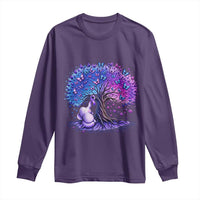 Purple Elephant Butterfly Ribbon Long Sleeve Shirt Tree Of Life Alzheimers Support