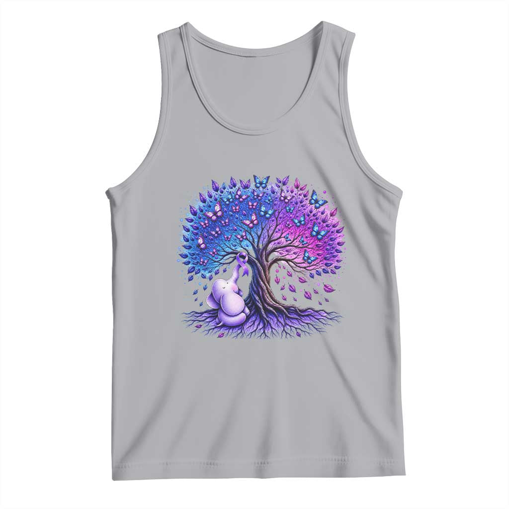 Purple Elephant Butterfly Ribbon Tank Top Tree Of Life Alzheimers Support
