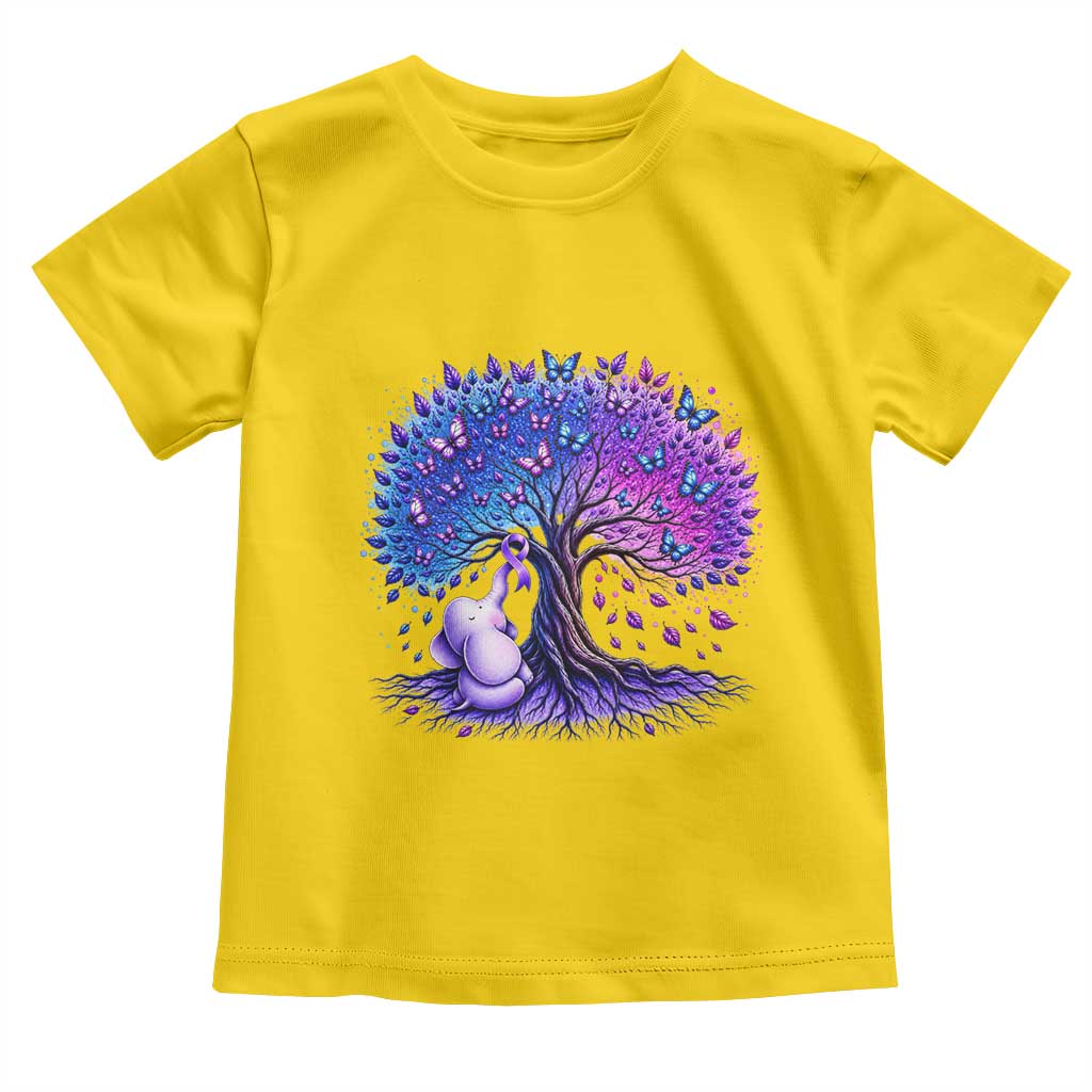 Purple Elephant Butterfly Ribbon Toddler T Shirt Tree Of Life Alzheimers Support