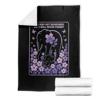 Elephant Alzheimers Purple Floral Support Throw Blanket You May Not Remember But I Will Never Forget