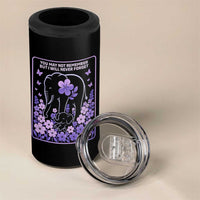 Elephant Alzheimers Purple Floral Support 4 in 1 Can Cooler Tumbler You May Not Remember But I Will Never Forget