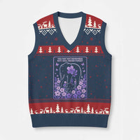 Elephant Alzheimers Purple Floral Support V-Neck Knit Sweater Vest You May Not Remember But I Will Never Forget