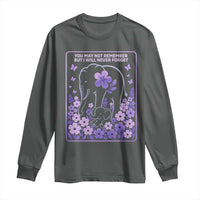 Elephant Alzheimers Purple Floral Support Long Sleeve Shirt You May Not Remember But I Will Never Forget