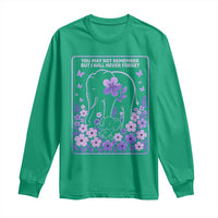 Elephant Alzheimers Purple Floral Support Long Sleeve Shirt You May Not Remember But I Will Never Forget
