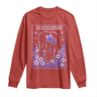 Elephant Alzheimers Purple Floral Support Long Sleeve Shirt You May Not Remember But I Will Never Forget
