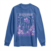 Elephant Alzheimers Purple Floral Support Long Sleeve Shirt You May Not Remember But I Will Never Forget