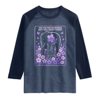 Elephant Alzheimers Purple Floral Support Raglan Shirt You May Not Remember But I Will Never Forget