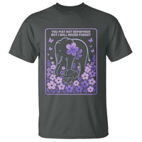 Elephant Alzheimers Purple Floral Support T Shirt You May Not Remember But I Will Never Forget