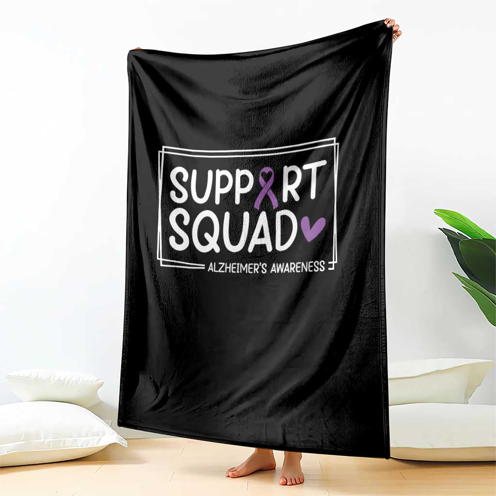 Support Squad Alzheimers Throw Blanket Purple Ribbon Hope Strength Love
