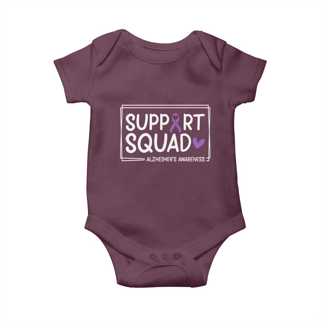 Support Squad Alzheimers Baby Onesie Purple Ribbon Hope Strength Love
