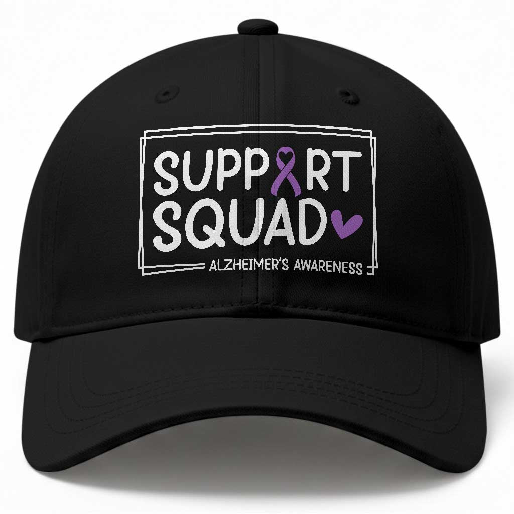 Support Squad Alzheimers Baseball Cap Purple Ribbon Hope Strength Love