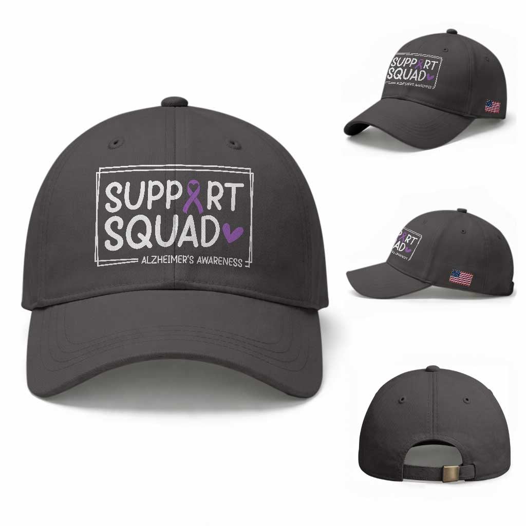 Support Squad Alzheimers Baseball Cap Purple Ribbon Hope Strength Love