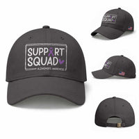 Support Squad Alzheimers Baseball Cap Purple Ribbon Hope Strength Love